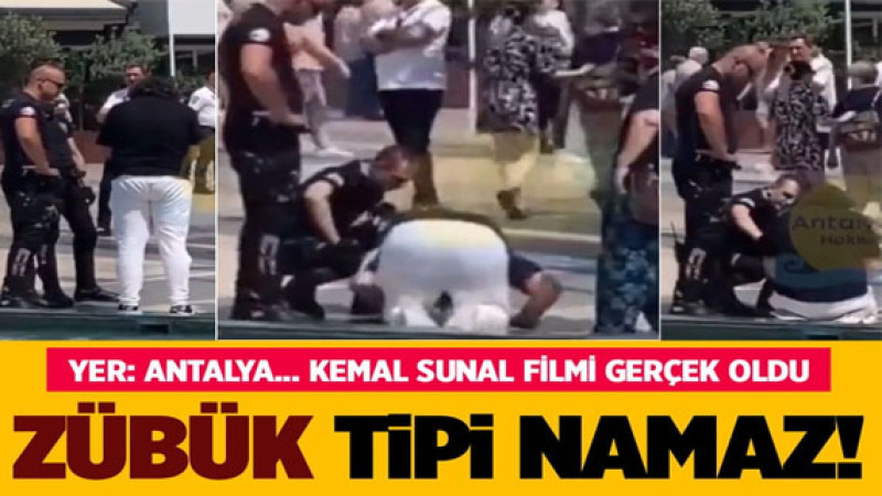 Antalya'da polisin gözaltına almak istediği şahıs aniden namaza durdu! İlginç anlar kamerada