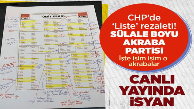 CHP'de skandal liste! Sülale boyu akraba partisi! Fatih Portakal Ankara delege listesine isyan etti