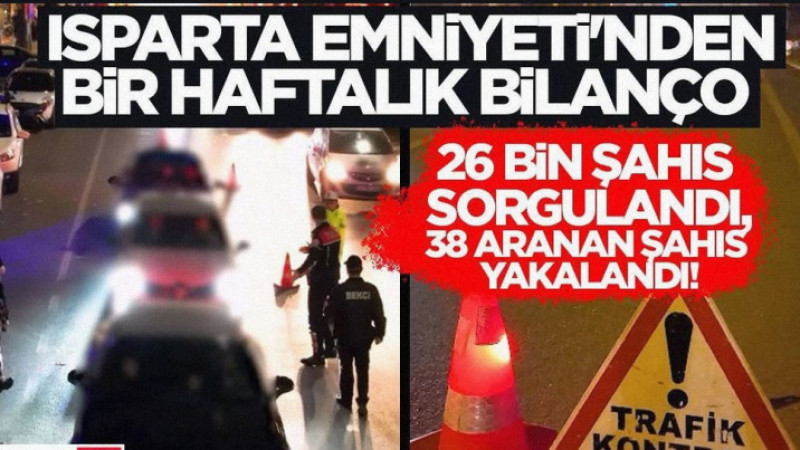 Isparta Emniyeti'nden Huzur Operasyonları: Bir Haftalık Yoğun Denetim Bilançosu Açıklandı