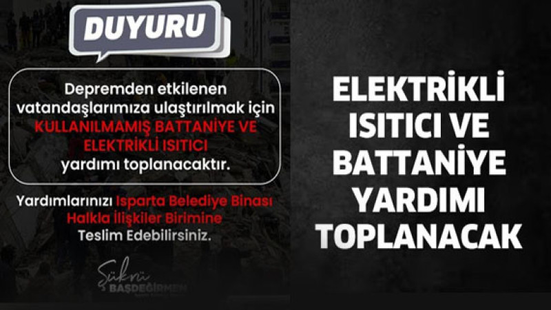 Elektrikli ısıtıcı ve battaniye yardımı toplanacak