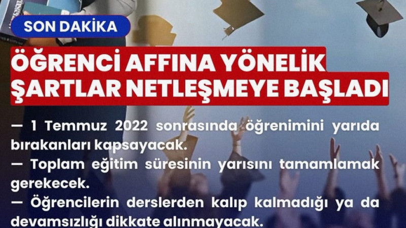 Öğrenci affına yönelik düzenlemenin kapsamı ve şartları netleşmeye başladı.