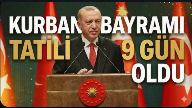 Cumhurbaşkanı Erdoğan, Kurban Bayramı tatilinin kamu çalışanları için 9 güne çıkarıldığını duyurdu.