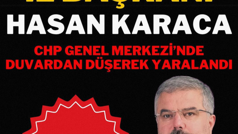  CHP Isparta İl Başkanı Hasan KARACA, CHP Genel Merkezi binasında duvara tırmanırken dengesini kaybe