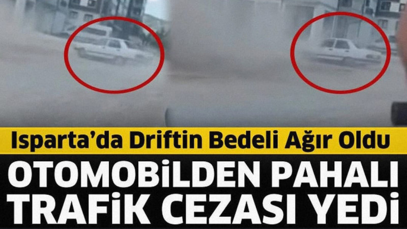 Isparta’da drift atan ehliyetsiz sürücüye rekor ceza yazıldı.