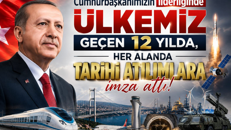 Cumhurbaşkanımızın liderliğinde ülkemiz geçen 12 yılda, her alanda tarihi atılımlara imza attı.
